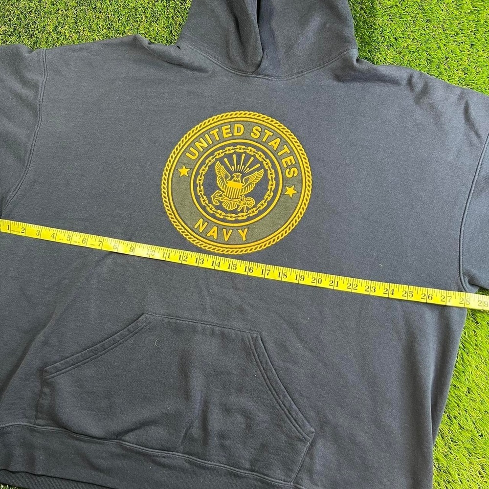 VTG Soffe US Navy Pullover Hoodie XL Spell Out Military Sweatshirt Blue USA - Picture 5 of 7